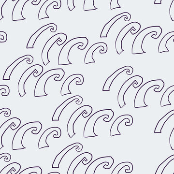 seamless hand-drawn pattern with waves