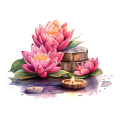 Pink lotus diwali watercolor for banner design.