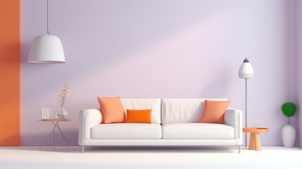 modern living room with purple sofa