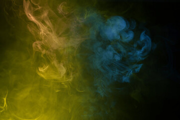 Blue and pink steam on a black background.