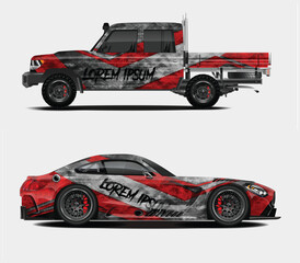 Vehicle wrap design vector. Graphic abstract stripe racing background kit designs for wrap race car 