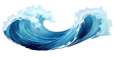 Abstract watercolor ocean water wave isolated with aqua splash. Generative AI - obrazy, fototapety, plakaty