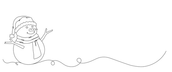 snowman line art style. Christmas elements vector