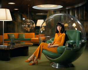 Woman 1960s Style in a Living Room