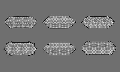 Set of silhouettes of Islamic windows.Arab frame set.Ramadan kareem simbol icon.