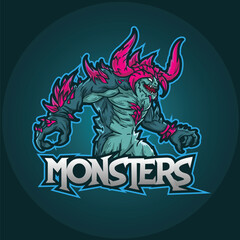 Mascot logo e-sports logo template vector editable design monster devil evil 