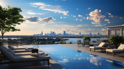 Entspannung &uuml;ber den D&auml;chern: Ein Rooftop-Pool mit atemberaubender Aussicht