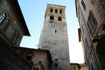 Fototapeta na wymiar The bell tower of the city of Narni, Italy