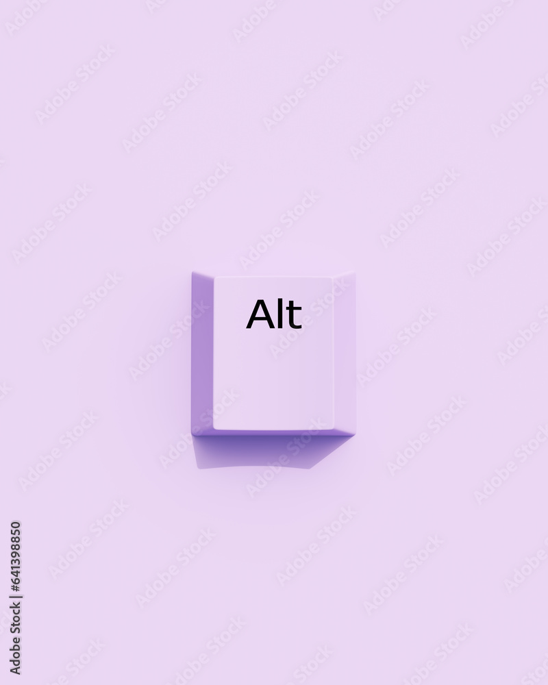 Poster lavender alt keyboard key text sign square tile pale purple background top view 3d illustration rend