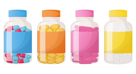 Plastic bottles with  different caps