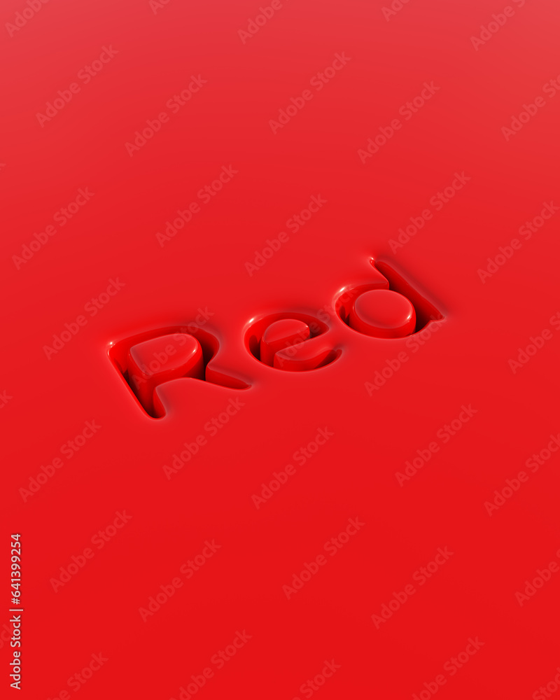 Fototapete red typography typescript soft round depressed shiny plastic stylish funky bright vivid red backgrou