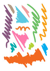 hand doodle lines on white background. scribble colored line set
