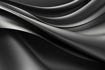 Generative AI wallpaper of liquid metallic texture shiny metal in silver black color with highlights and shimmers