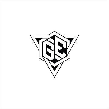 recommend clip art: GE Letter Logo monogram hexagon shape with triangle geometric outline sharp modern design