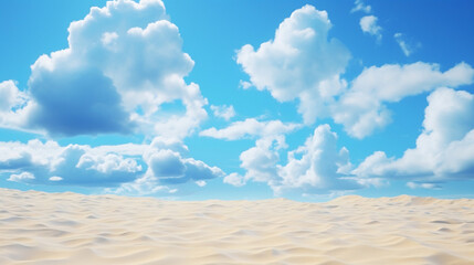 a blue sky over a sandy beach under the sun,
