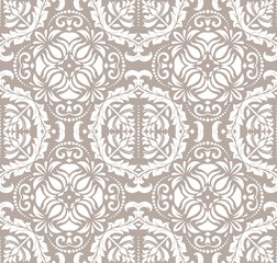 Classic seamless pattern. Damask orient brown and white ornament. Classic vintage background. Orient ornament for fabric, wallpapers and packaging