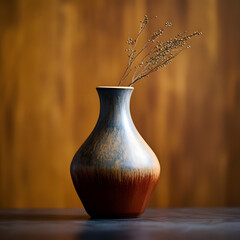 A pottery vase from TranquilTones, embodying peaceful vibrations, photographed with a prime lens at f 1.8 Generative AI