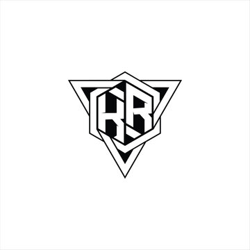 recommend clip art: KR Letter Logo monogram hexagon shape with triangle geometric outline sharp modern design