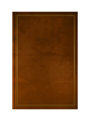 Fototapeta premium Closed leather blank book with frame isolated on white