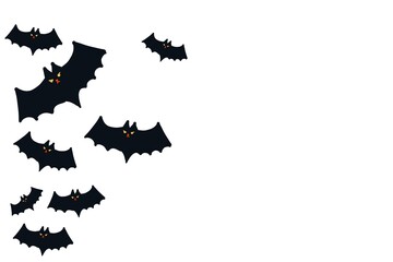 Hand drawn bats flying on white background halloween illustration