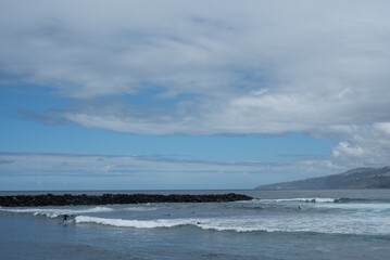 Beautiful view from the embankment to the sea and mountains in colorful Georgia