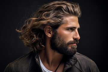 Generative ai collage photo of model man pop star with perfect hairstyle using new modern gel