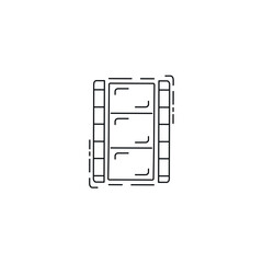 video tape line icon. Photo video film frame tape thin line icon.