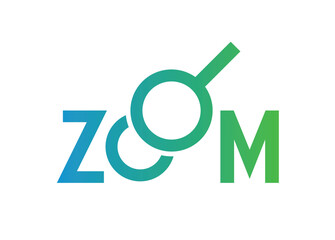 zoom word. blue-green gradient zoom logo