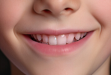 Obraz premium Portrait of little boy wide smile close up ai generated