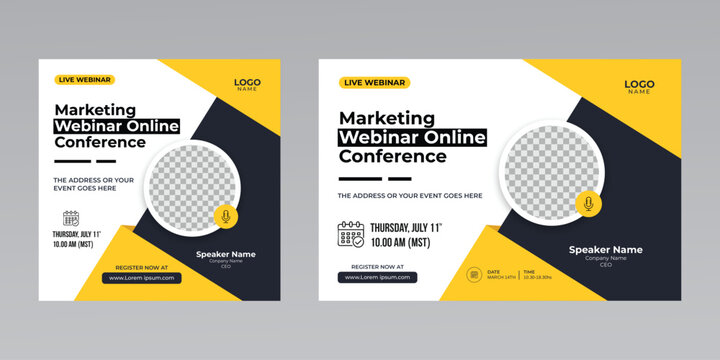 digital marketing creative technology business social media live webinar banner invitation template. 