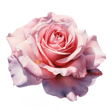 Pink watercolor rose flower isolated on white background. Generated AI