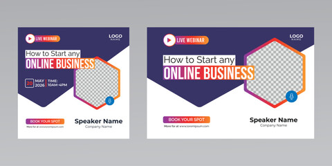 digital marketing creative technology business social media live webinar banner invitation template. 