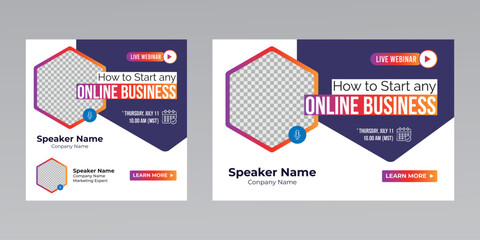 digital marketing creative technology business social media live webinar banner invitation template. 