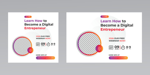 digital marketing creative technology business social media live webinar banner invitation template. 
