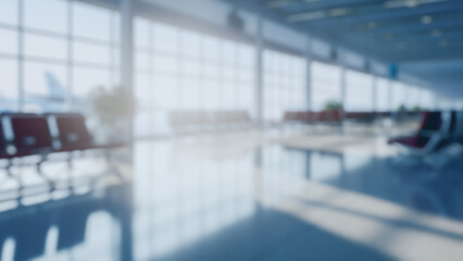Architectural 3D Rendering Of Waiting Area At Airport Terminal Blurred Background Illustration