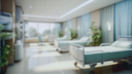 Architectural 3D Rendering Of Hospital Patients Room Interior Blurred Background Illustration