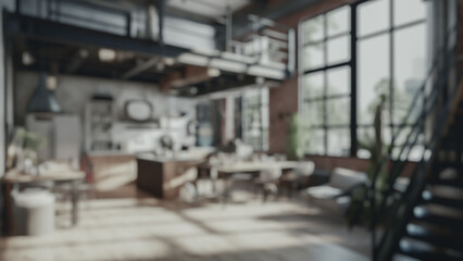 Architectural 3D Rendering Of Coffee Shop Blurred Background Illustration