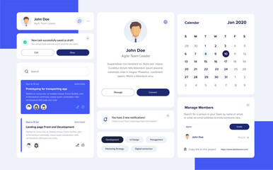 Dashboard UI. Modern presentation with management system, clean and simple app interface. Vector abstract modern web UI design