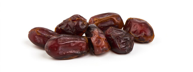 Dried dates, isolated on white background.