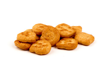 Salted crackers, isolated on white background. High resolution image.