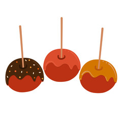 Cute caramel apples vector illustration isolated on white background