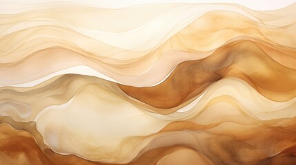 Obraz premium Brown beige&nbsp;soft color gradient watercolor wave abstract background. Wavy elegant modern template design. AI Illustration for cosmetics nature concept, backdrop, textile, banner.
