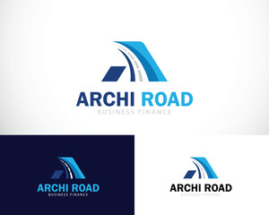 architecture road logo design creative business initial A logo design modern