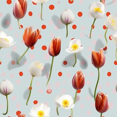 "Blossom Symphony: A Seamless Floral Pattern in Vibrant Colors." Digital paper. Seamless pattern. AI