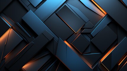 cube abstract wallpaper, modern, neon, glow in the dark, colorful, blue, black