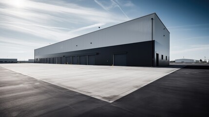 Modern logistics warehouse building structure.  - obrazy, fototapety, plakaty