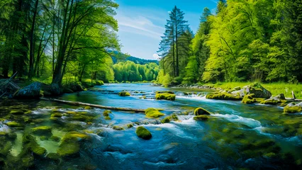 Wall murals Forest river river in the forest