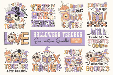 Halloween Teacher PNG Sublimation Bundle
