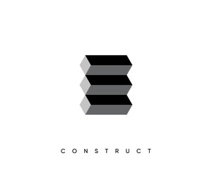 Construct logo design. 3d geometric vector symbol for construction, planning and structure.