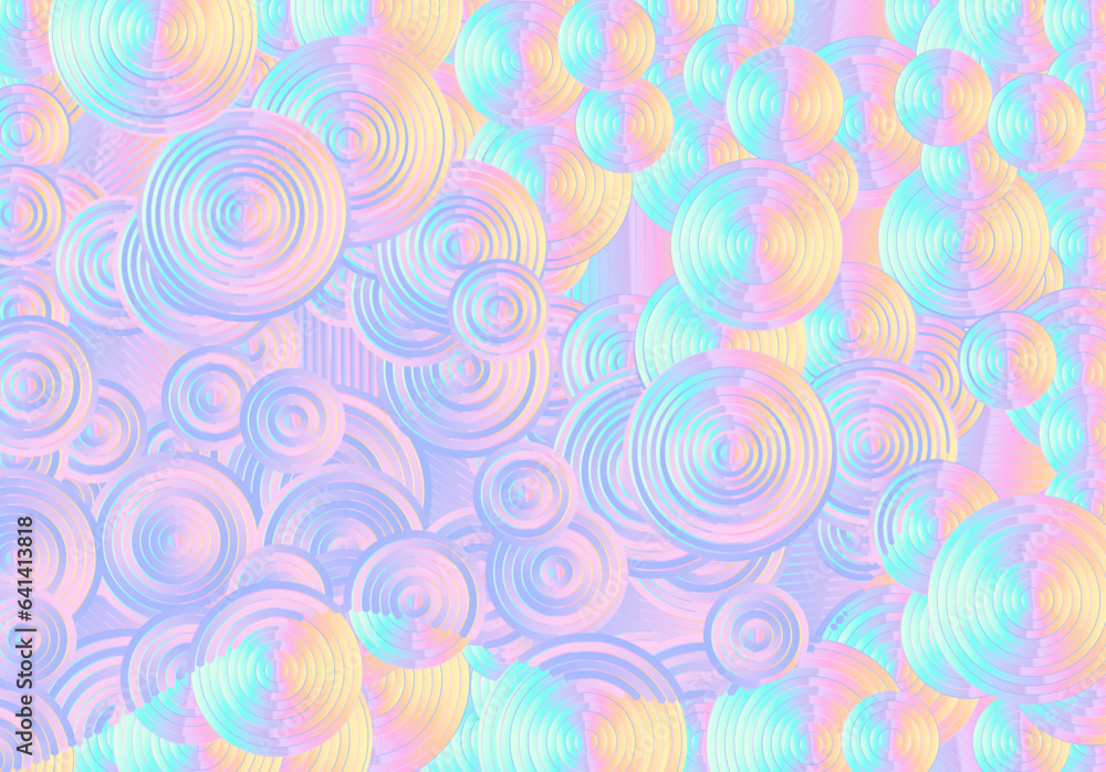 Poster Abstract psychedelic background with circles and lines of various widths in modern optical illusion style.
